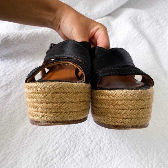 Lanvin Black Satin Platform Espadrilles - Picture 6 of 7